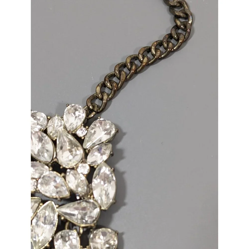 Sugarfix by BaubleBar Clear Rhinestone Collar Statement Necklace Bronze Tone 20" - Picture 8 of 10